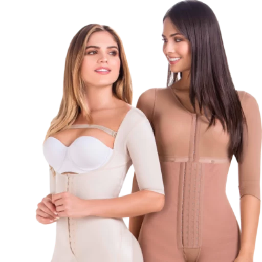 Twee vrouwen drangen shapewear